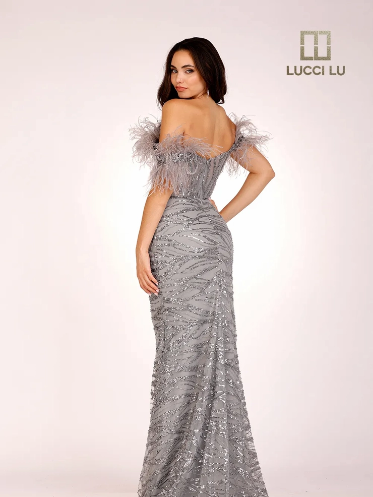 Lucci Lu C8040CL Prom Dress - Platinum