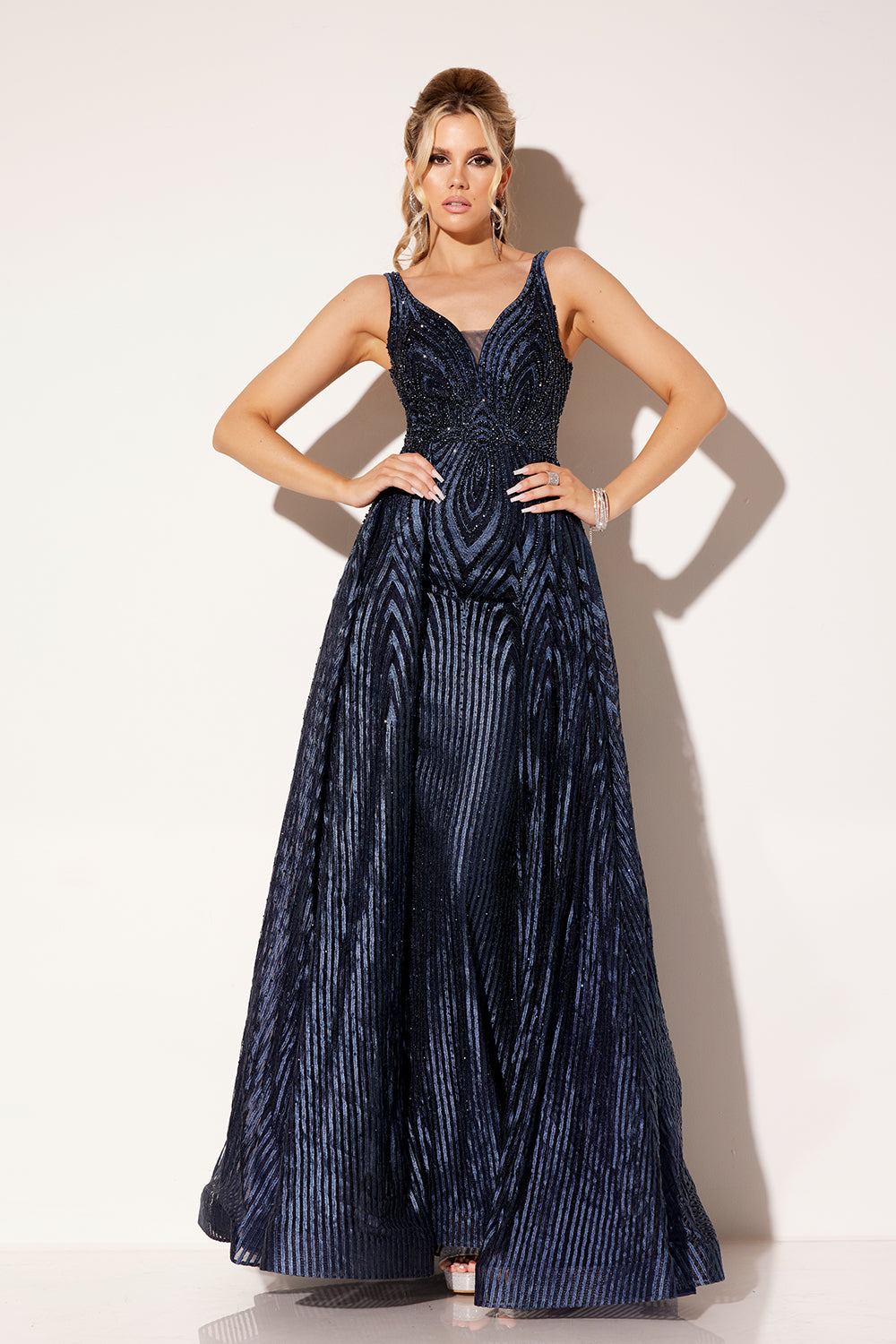 Lucci-Lu-C8074-V-Neck-Neckline-Open-Back-Sweep-Train-Embroidered-Tulle-A-Line-Navy-Evening-Dress-B-Chic-Fashions-Prom-Dress