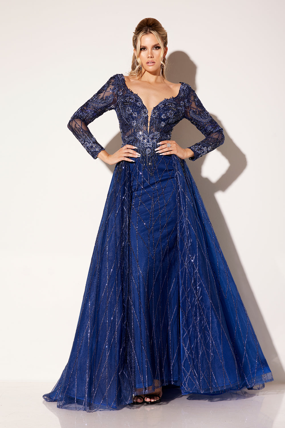 Lucci-Lu-C8076-V-Neck-Neckline-Open-Back-Sweep-Train-Embroidered-TulleA-Line-Navy-Evening-Dress-B-Chic-Fashions-Prom-Dress