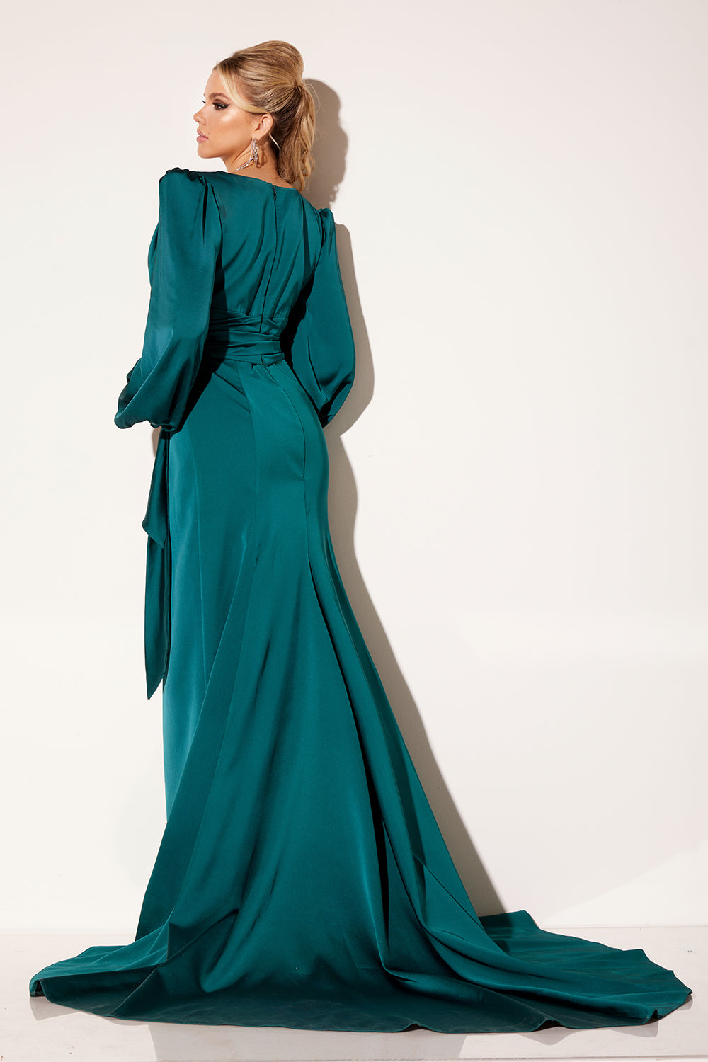 Lucci-Lu-C8088-Deep-V-Neckline-Closed-Back-High-Slit-Satin-A-Line-Emerald-Evening-Dress-B-Chic-Fashions-Prom-Dress