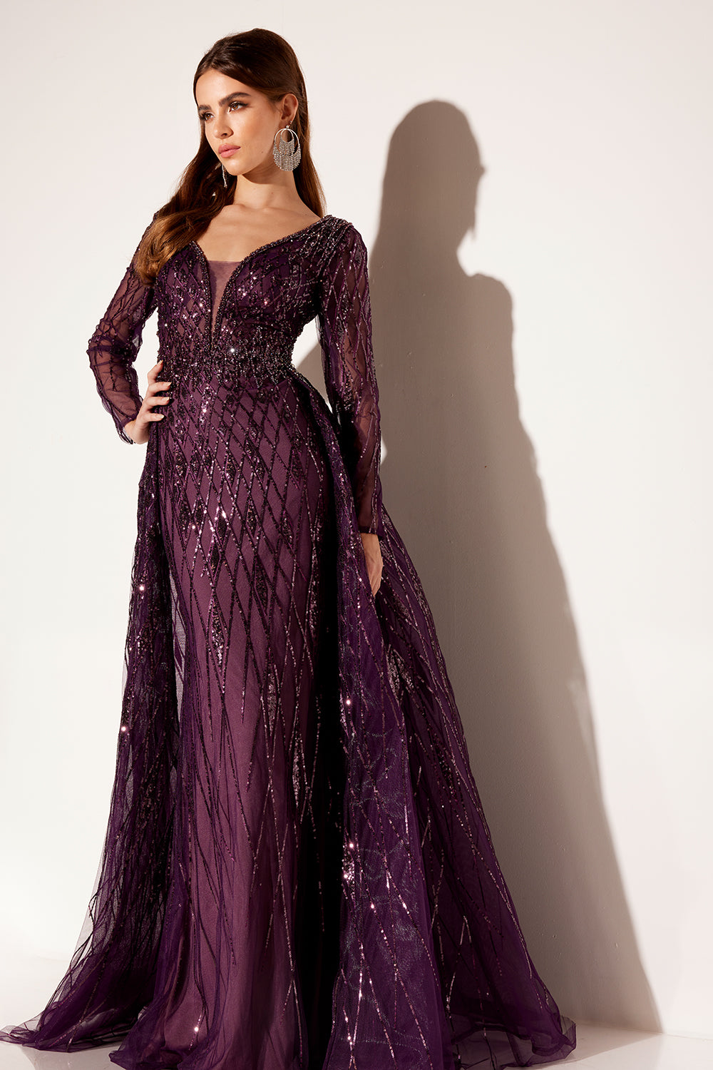 Lucci-Lu-C8095-Deep-V-Neckline-Open-Back-Sweep-Train-Embroidered-TulleA-Line-Plum-Evening-Dress-B-Chic-Fashions-Prom-Dress