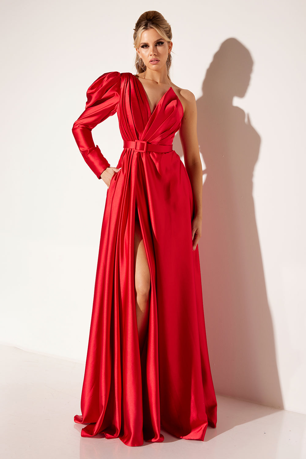 Lucci-Lu-C8098-One-Shoulder-Neckline-Zipper-Back-High-Slit-Satin-A-Line-Red-Evening-Dress-B-Chic-Fashions-Prom-Dress