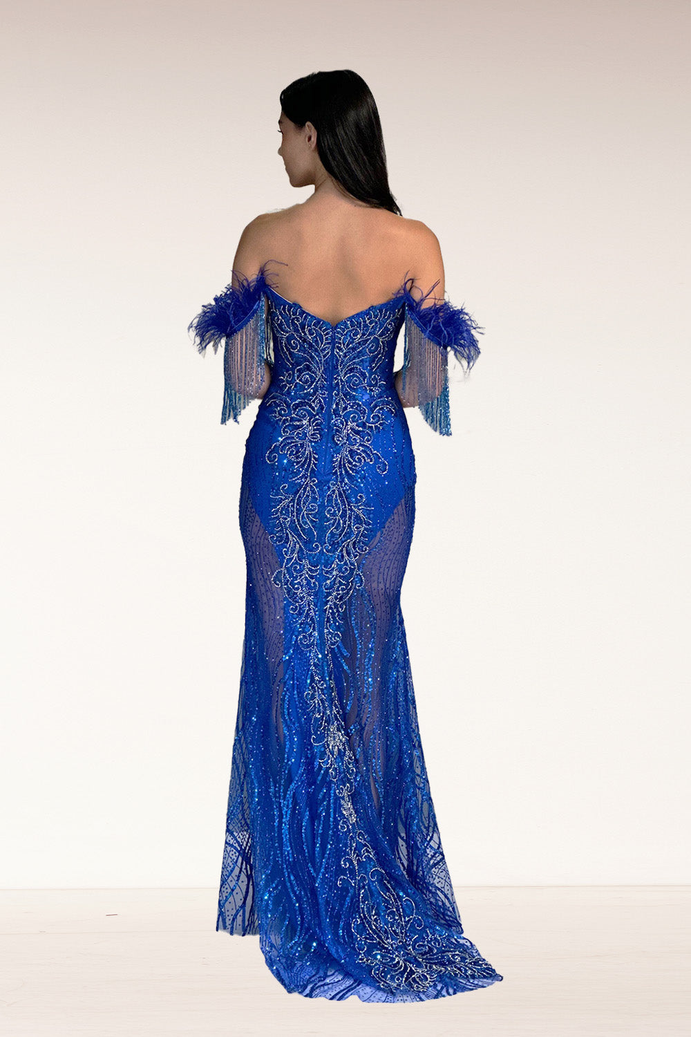 Lucci-Lu-C8119-Deep-V-Neckline-Open-Back-Sweep-Train-Embroidered-Tulle-Feathers-Fit-N-Flare-Midnight-Blue-Evening-Dress-B-Chic-Fashions-Prom-Dress