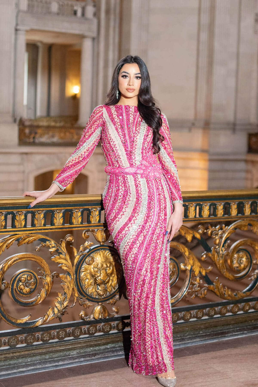 Mariam Long Sleeve Beaded Dress