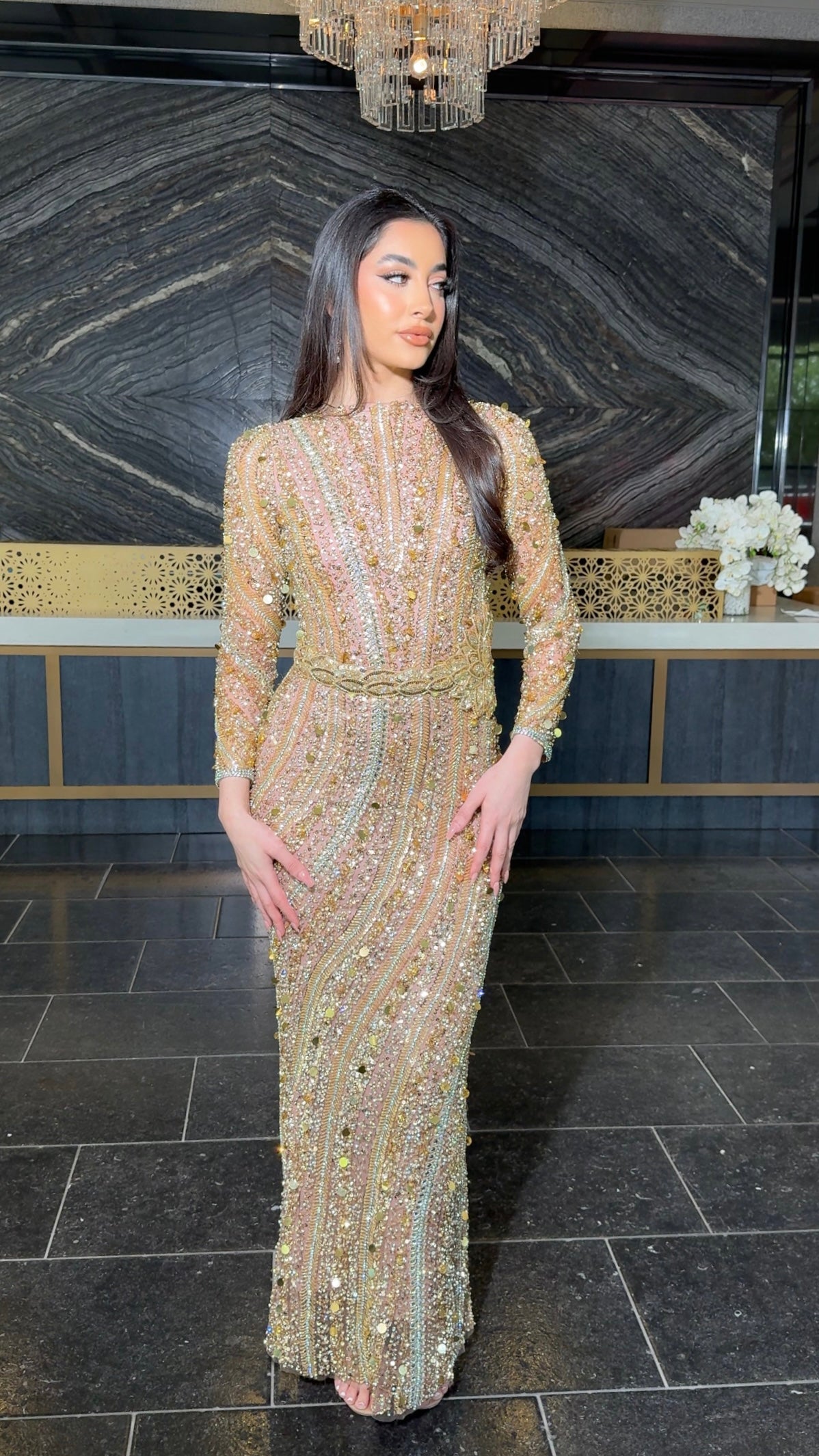 Mariam Long Sleeve Beaded Dress B Chic Fashions Mariam Long Sleeve Beaded Dress B Chic Fashions