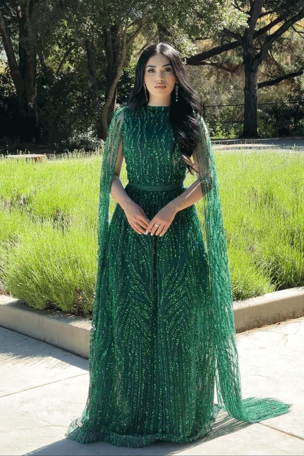Nilah Embellished Cape Sleeve Dress | Iyza Belaar only at B Chic Fashions Nikah Emerald Green / 18 Nilah Embellished Cape Sleeve Dress | Iyza Belaar only at B Chic Fashions Nikah Emerald Green / 18