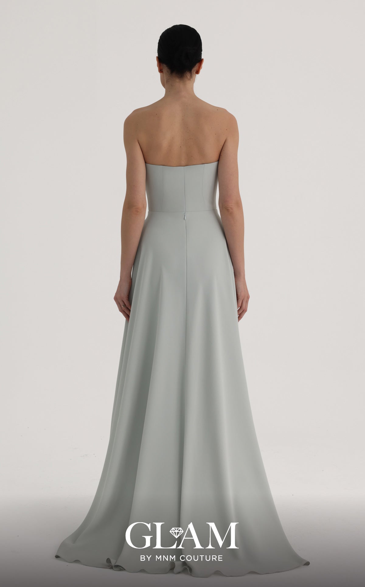 MNM Couture O07828 Green Strapless Embellished Gown with Split Over-Skirt