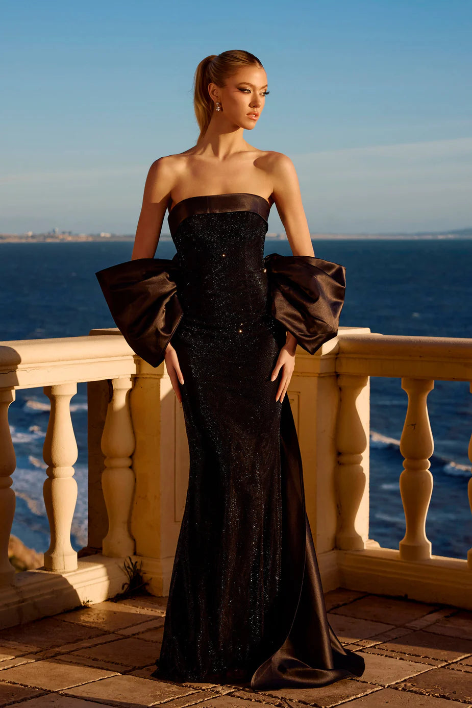 Portia & Scarlett PS26904E Red Strapless Cape/Shawl Mermaid Gown