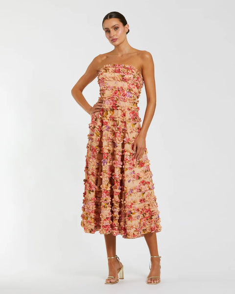 Mac Duggal 8262 Ruffle Strapless Ankle Cotton Dress – B Chic Fashions