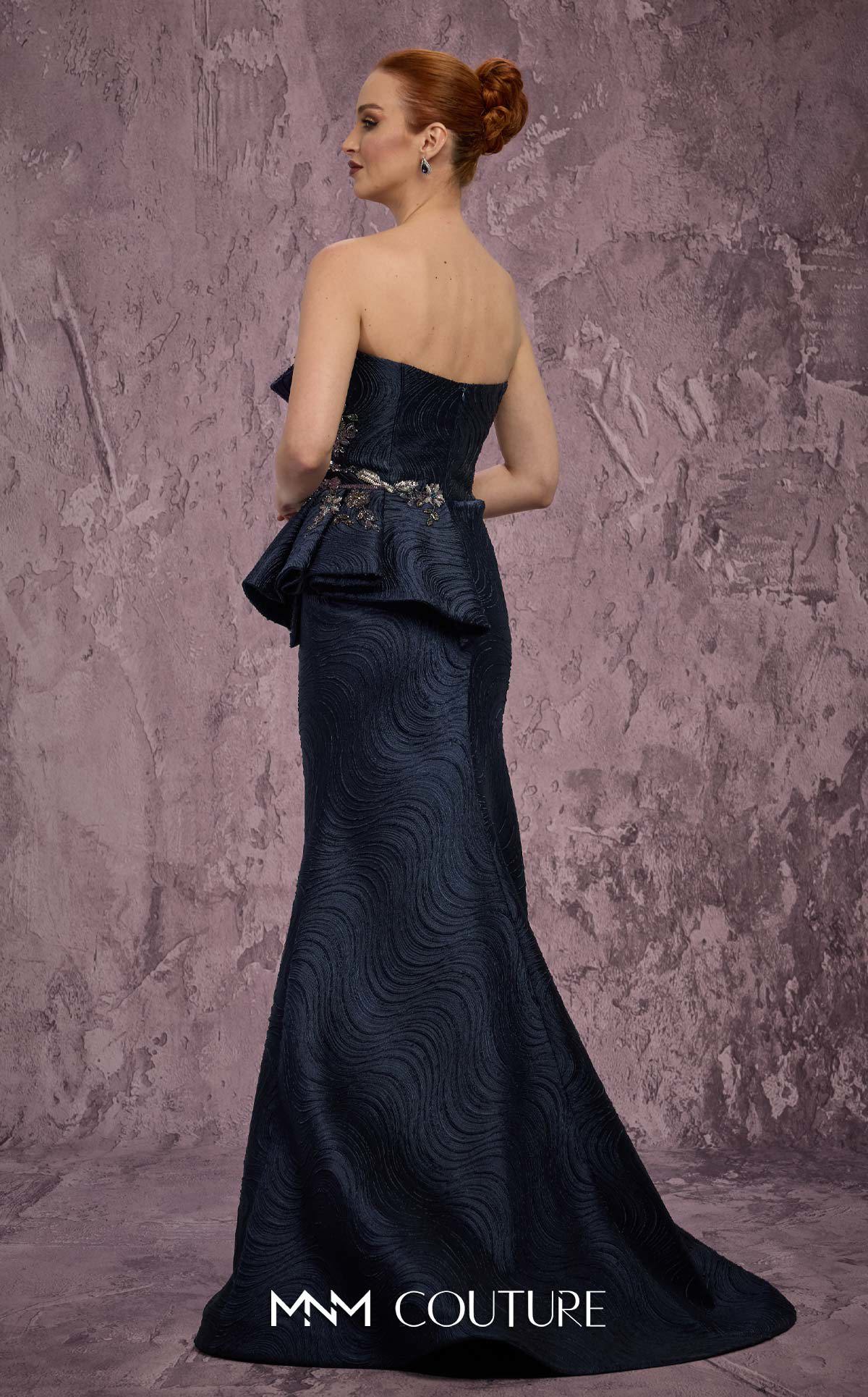 MNM Couture Q2908 Black Embellished Strapless Brocade Mermaid Gown