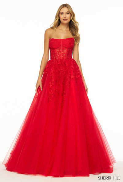Sherri Hill 55993 Square Neckline Ball Gowns Tulle Evening Gown B Chic Fashions Long Dress Evening Gowns