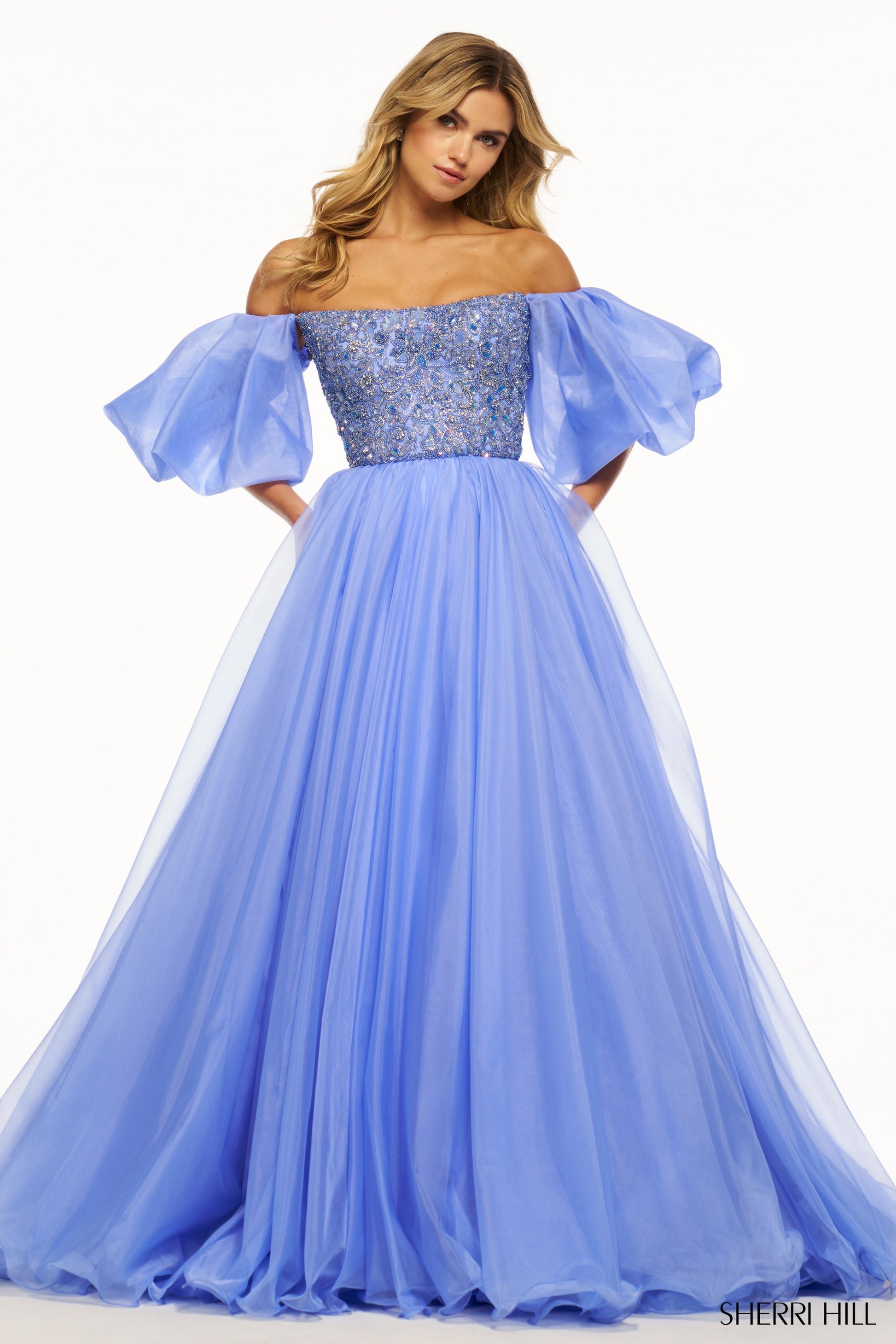 periwinkle strapless prom dress Periwinkle Tulle Strapless Tiered A-Line Long Prom Dresses