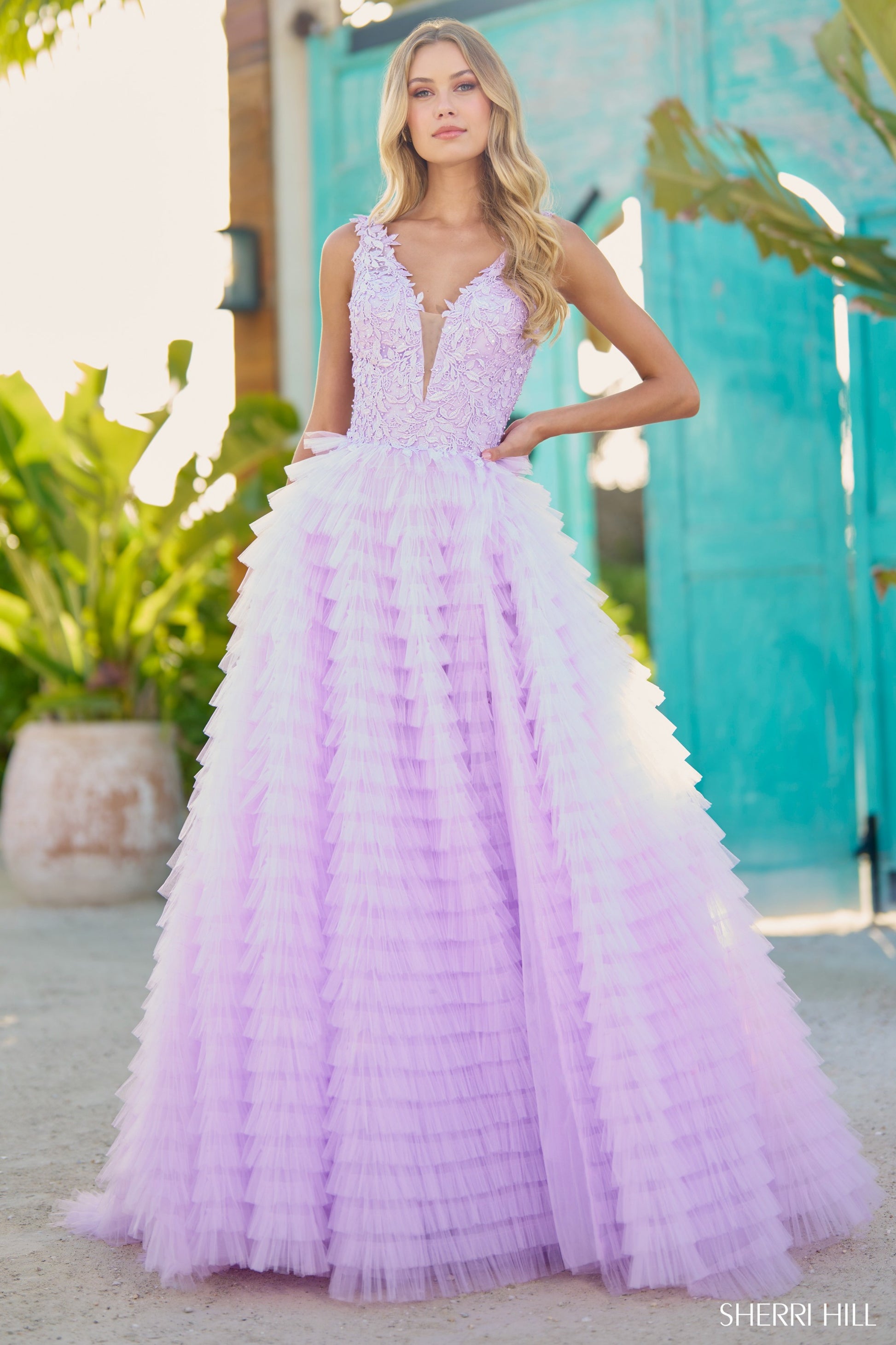 Sherri-Hill-56086-V-Neck-Neckline-Ball-Gown-Tulle-Lace-Fabric-Lilac-Long-Dress-Evening-Gown-Prom-Dress-Sherri-Hill-2024