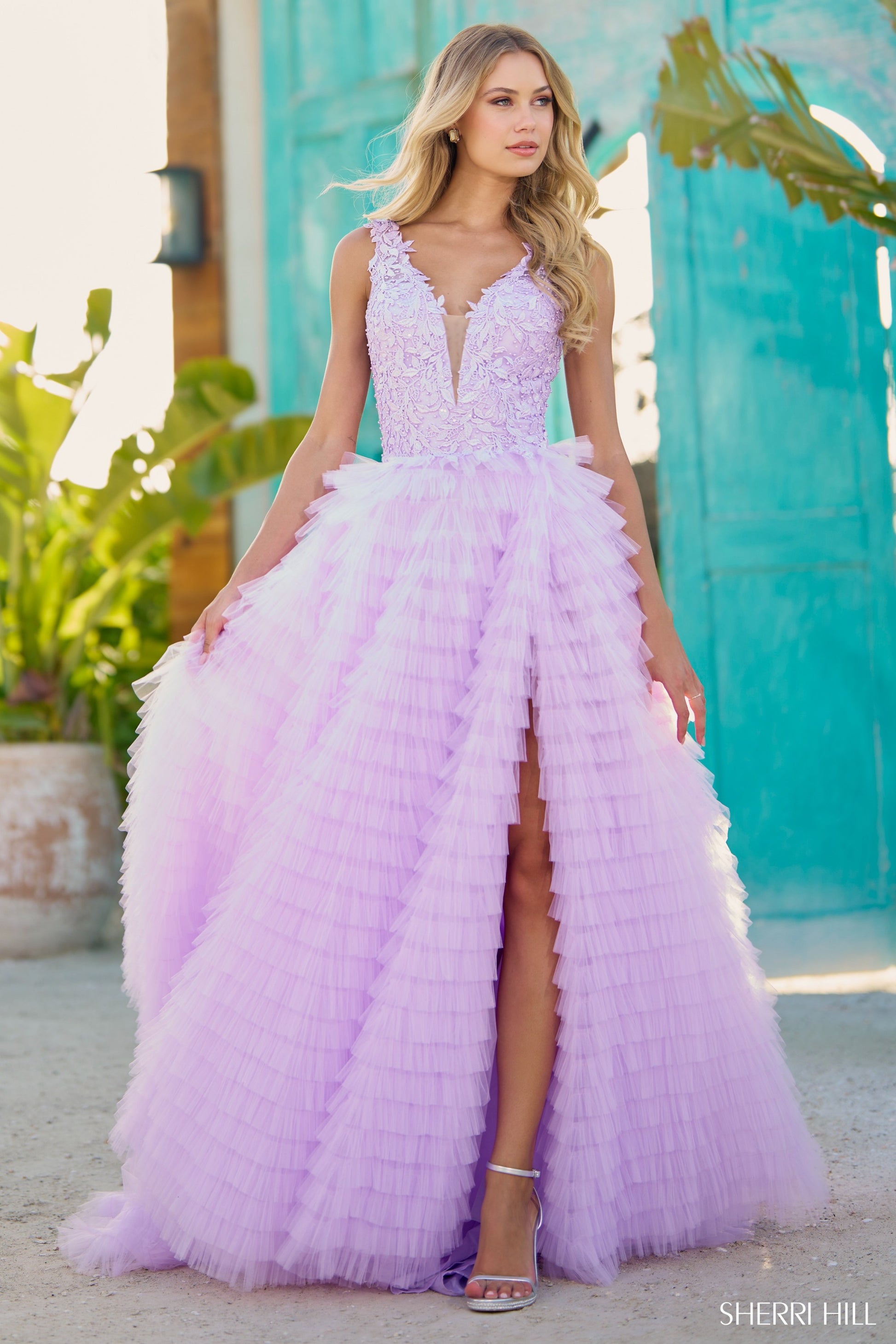 Sherri-Hill-56086-V-Neck-Neckline-Ball-Gown-Tulle-Lace-Fabric-Lilac-Long-Dress-Evening-Gown-Prom-Dress-Sherri-Hill-2024