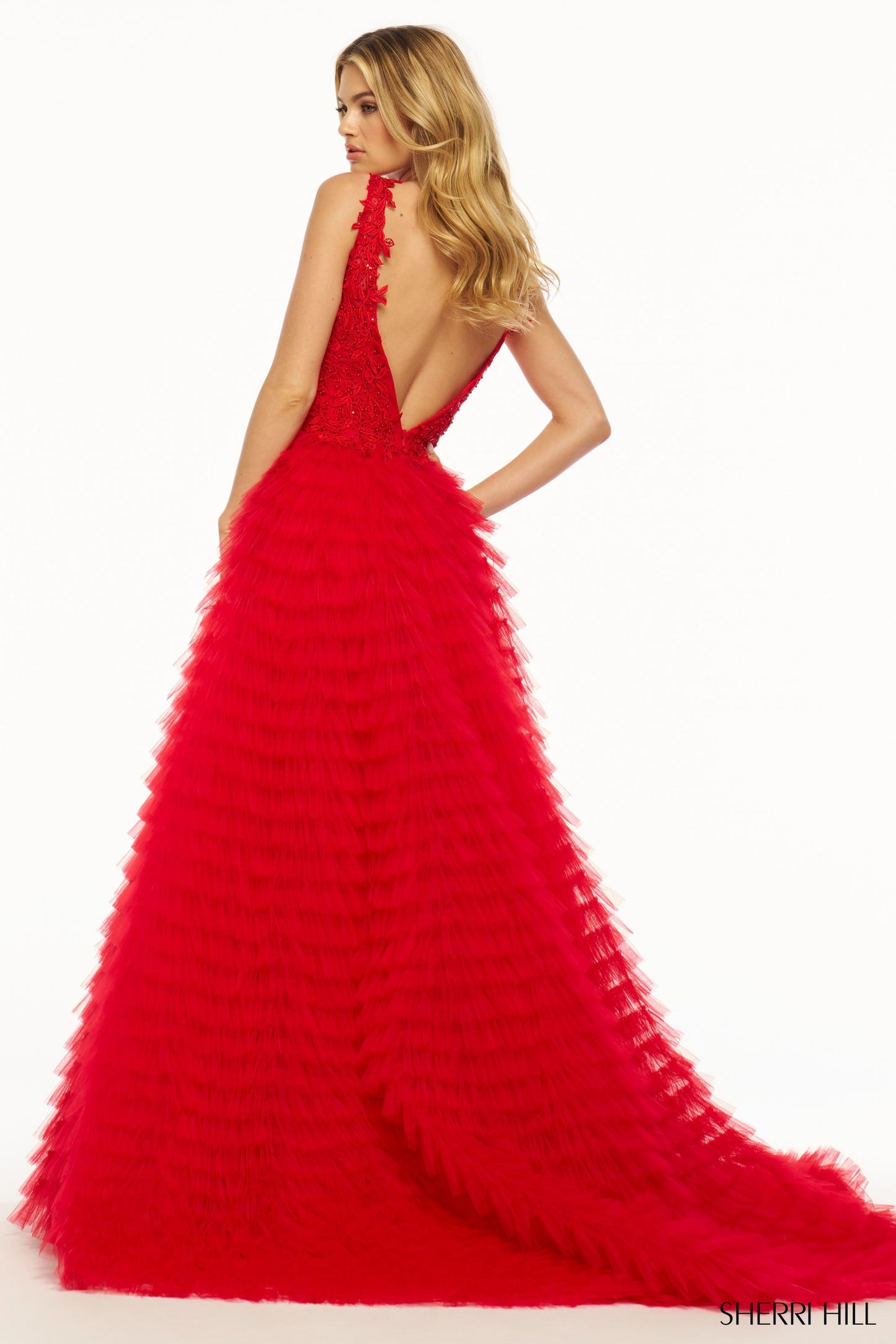 Sherri-Hill-56086-V-Neck-Neckline-Ball-Gown-Tulle-Lace-Fabric-Red-Long-Dress-Evening-Gown-Prom-Dress-Sherri-Hill-2024