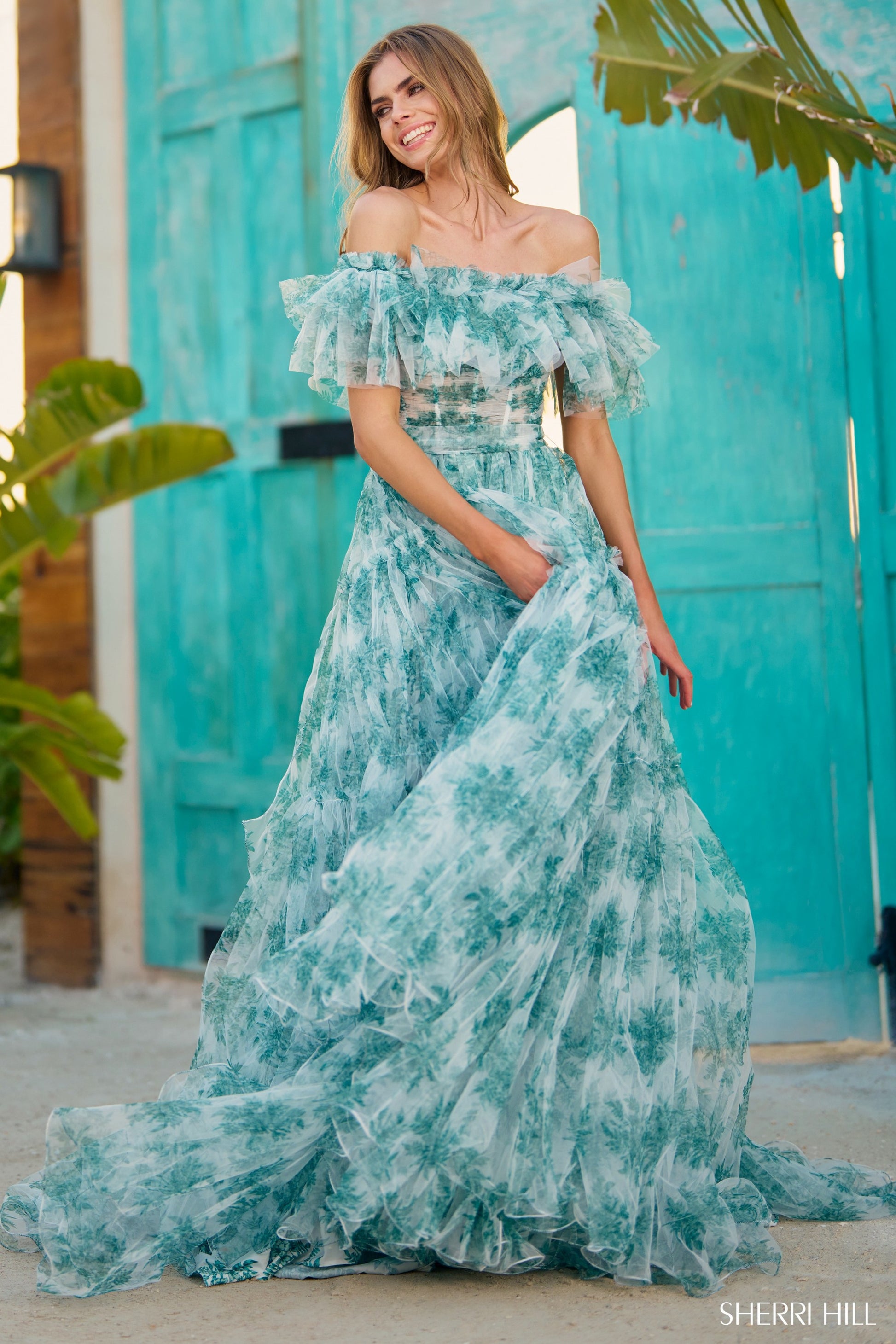 Shop Sherri Hill 56128 Strapless Neckline A-Line Tulle Fabric Long Dress  Evening Gown Prom Dress Sherri Hill 2024 – B Chic Fashions