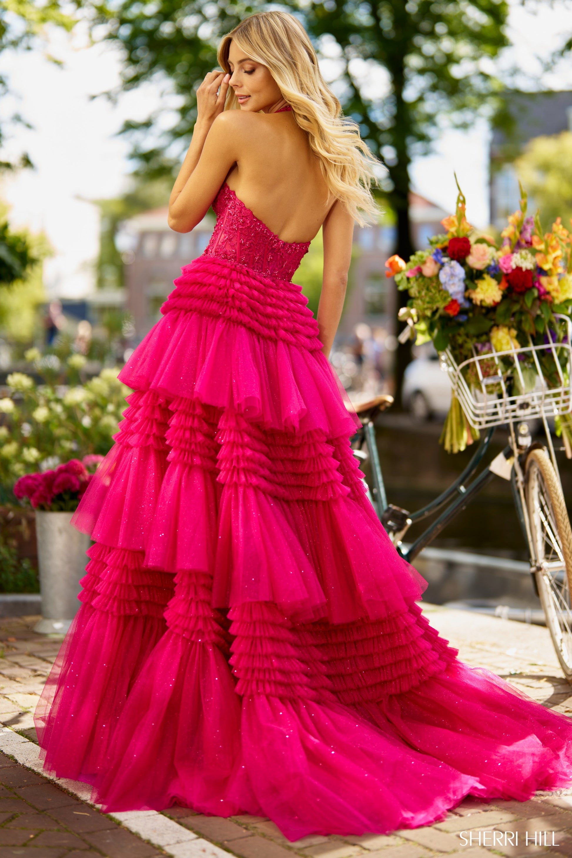 Shop Sherri Hill 56206 Deep V Neckline Ball Gowns Lace Fabric Long Dress  Evening Gown Prom Dress Sherri Hill 2024 – B Chic Fashions