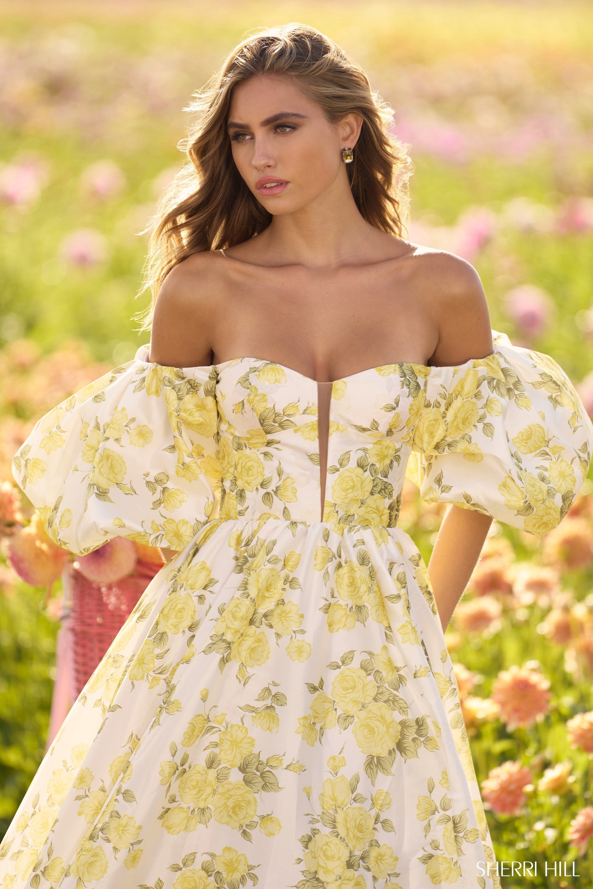 Shop Sherri Hill 56379 Sweetheart Neckline Ball Gowns Taffeta Fabric Long Dress Evening Gown Prom Dress Sherri Hill 2024 Yellow Rose / 4