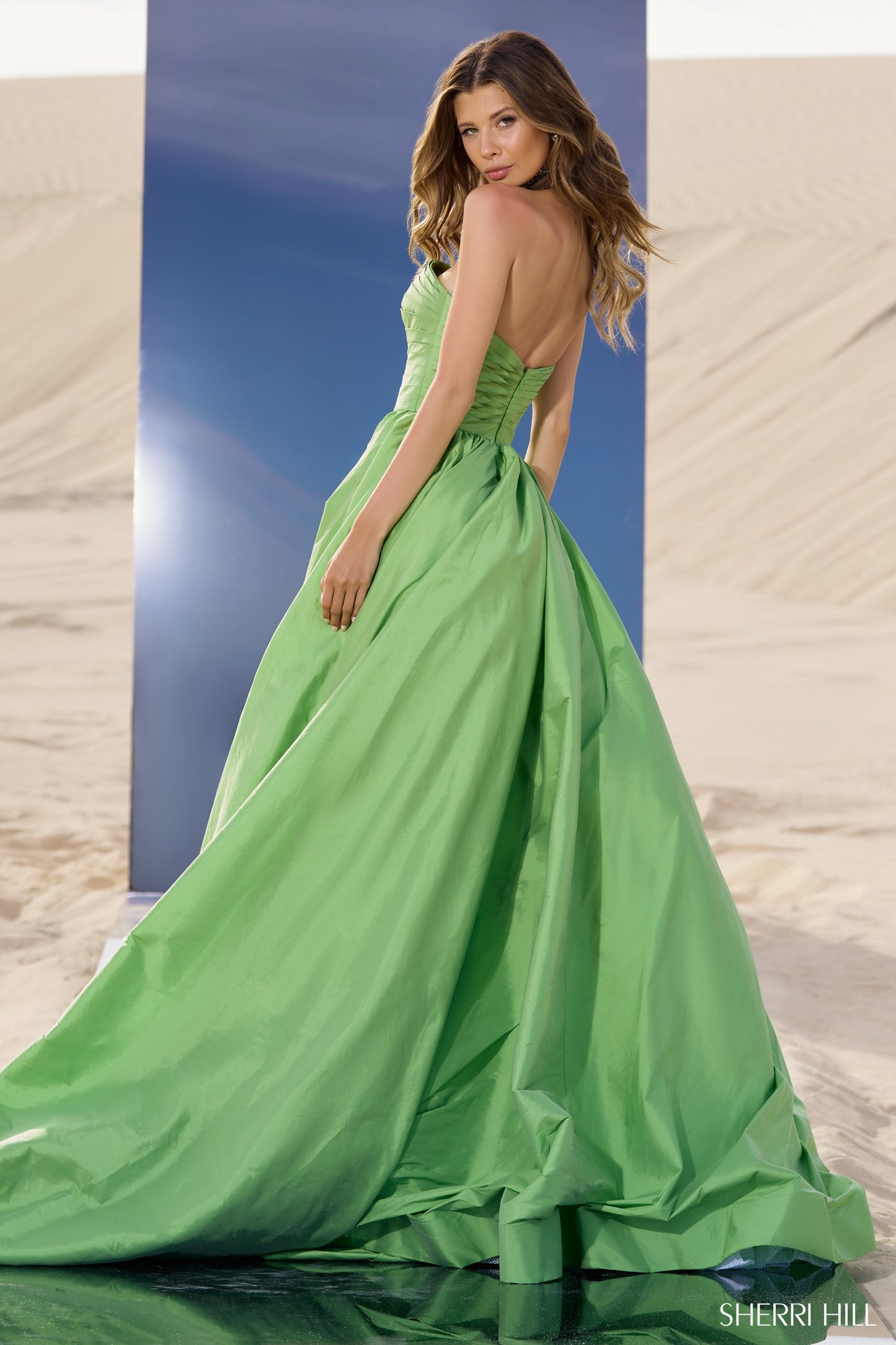Sherri Hill 56748 Taffeta Strapless Ball Gown with Beaded Chocker