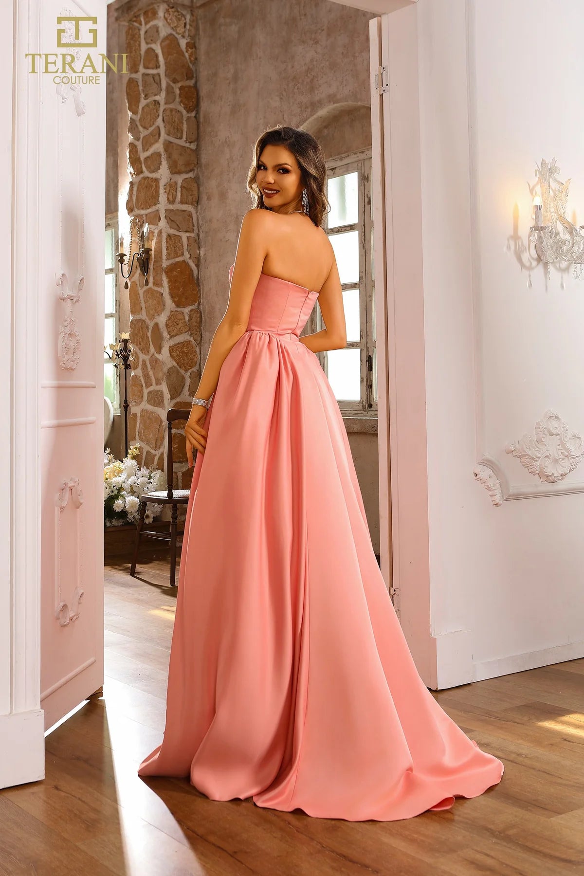 Terani Couture 251P4066 Sweetheart Satin Sleeveless Prom Ballgown