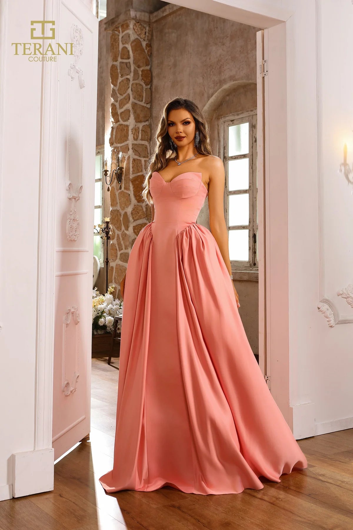 Terani Couture 251P4066 Sweetheart Satin Sleeveless Prom Ballgown