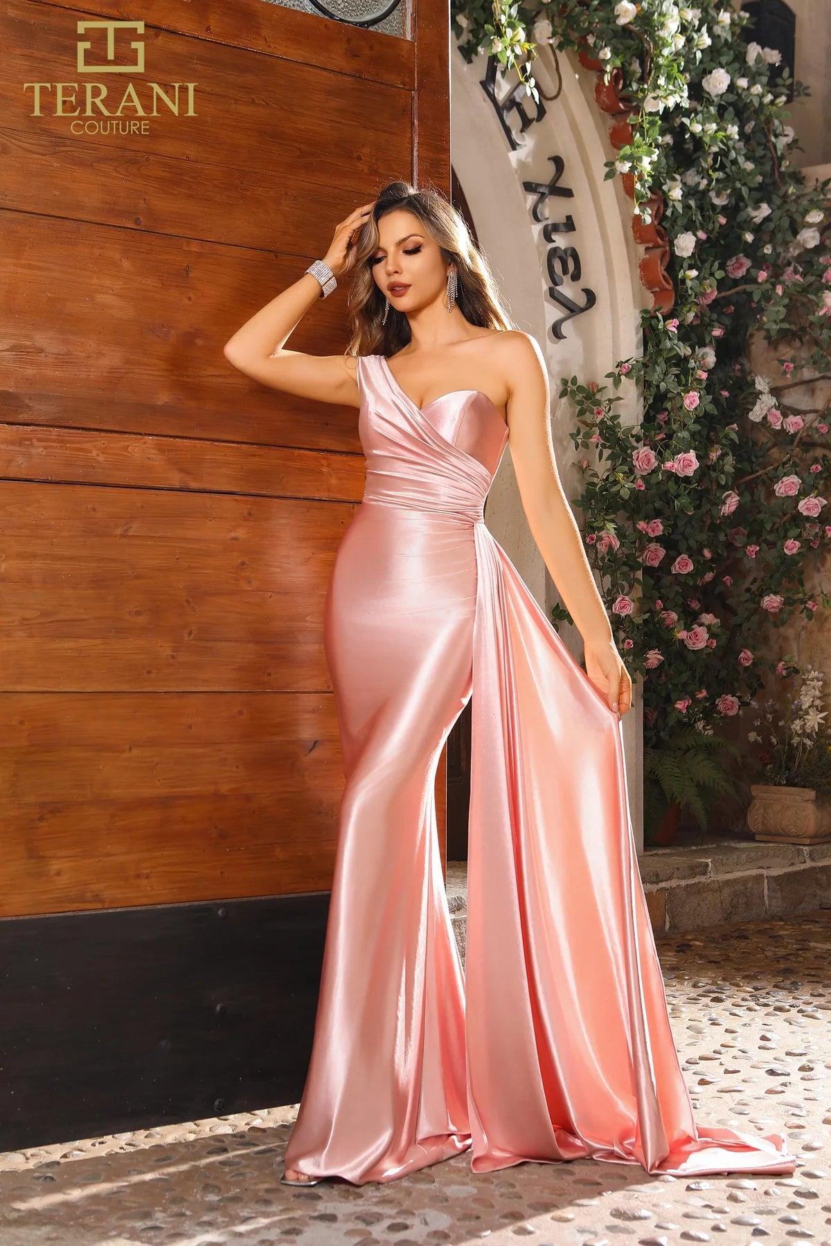 Terani Couture 251P4123 Sleeveless Asymmetric Fit and Flare Prom Dress
