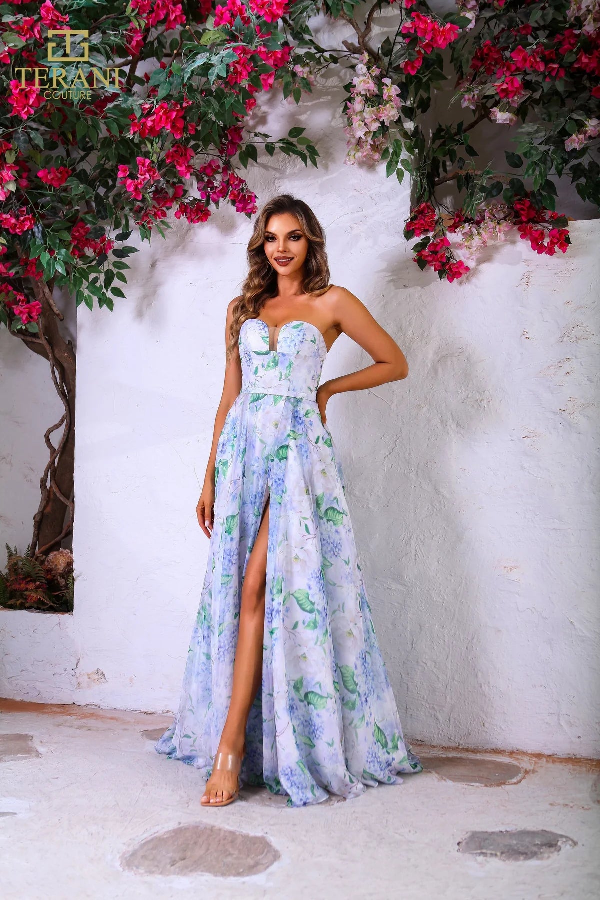 Terani Couture 251P4142 Ivory Multi Sweetheart A-Line Strapless Dress
