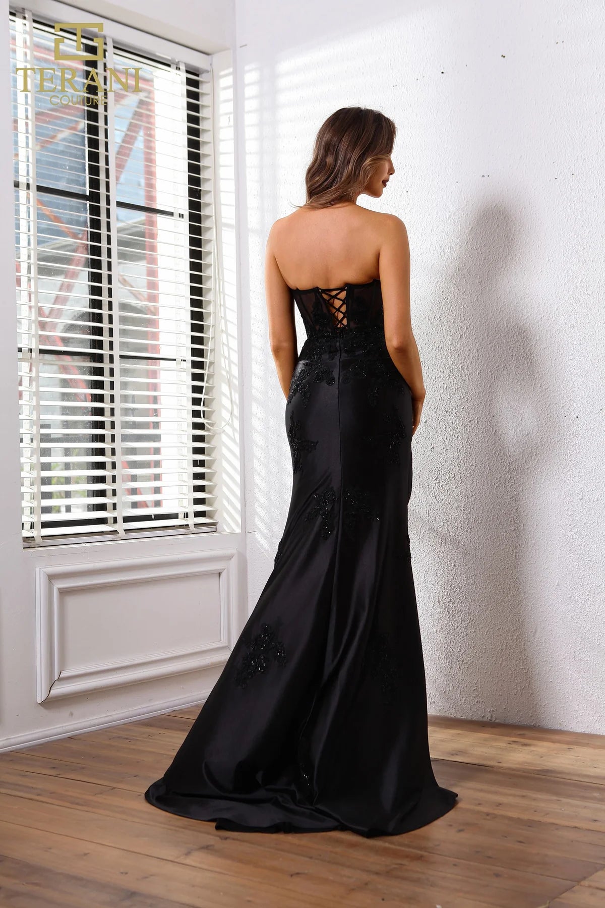 Terani Couture 251P4541 Sweetheart Strapless Side Slit Bodycon Dress