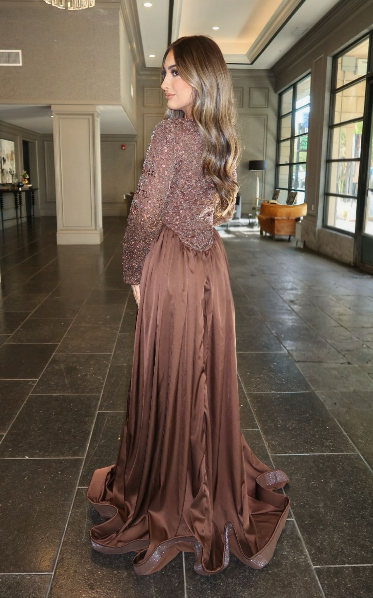 Sitara Satin Full-length skirt Beaded Gown