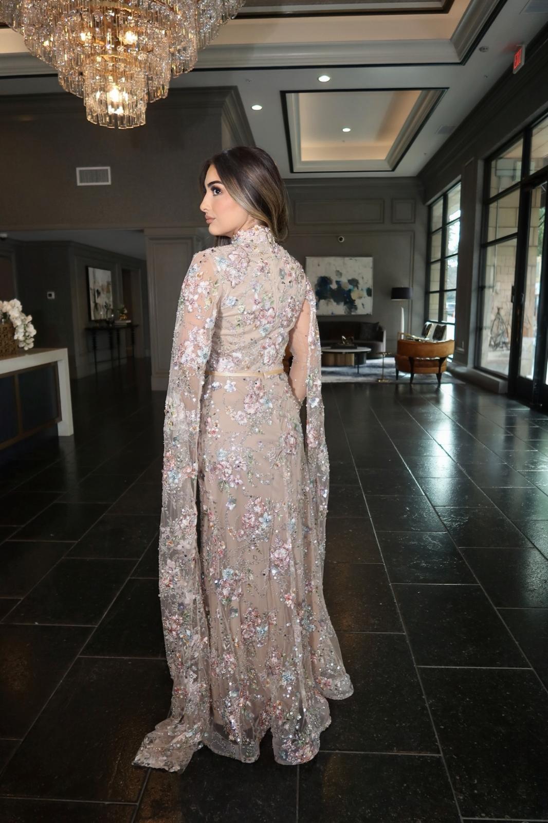 Shahnoor High illusion neckline dress Intricate floral embroidery and hand-applied embellishments