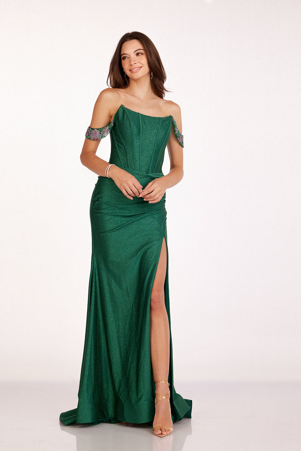 abby-paris-90220-straight-neckline-corset-glitter-knit-fit-and-flare-wslit-emerald-evening-dress-b-chic-fashions-prom-dress
