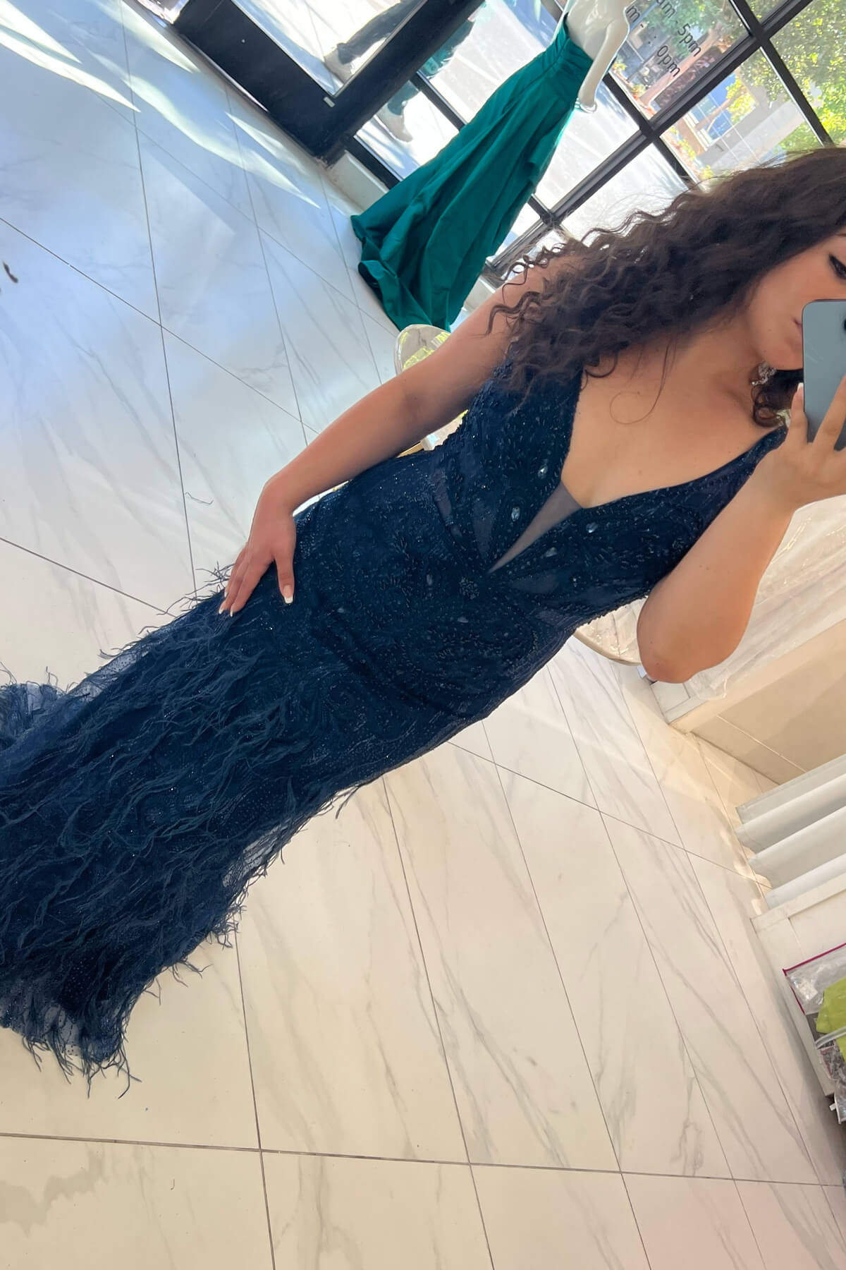 chantel dress navy feather lace evening gown b chic fashions