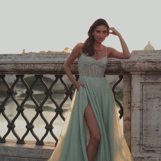 La-Femme-32146-Sweetheart-Neckline-Zipper-Back-High-Slit-HotStone-Tulle-A-Line-Sage-Evening-Dress-B-Chic-Fashions-Prom-Dress