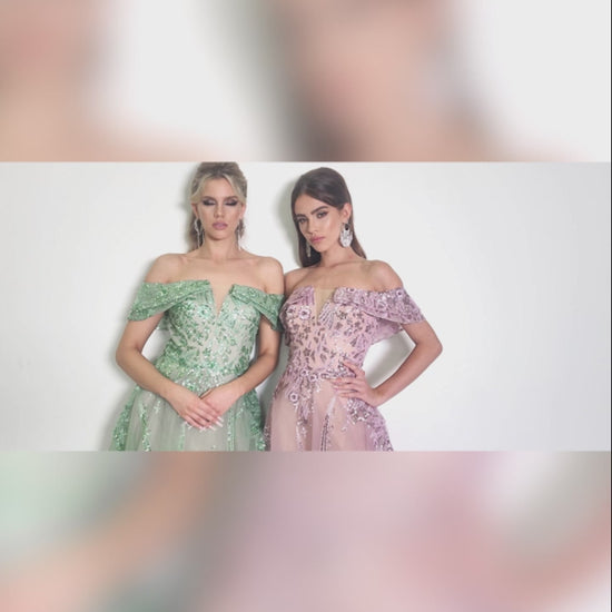 Lucci-Lu-C8035-V-Neck-Neckline-Open-Back-Sweep-Train-Beaded-Tulle-A-Line-Green-Mauve-Evening-Dress-B-Chic-Fashions-Prom-Dress