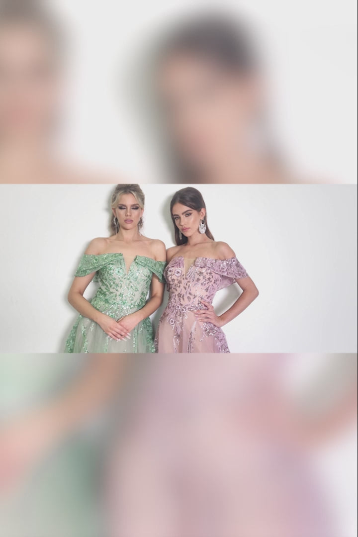Lucci-Lu-C8035-V-Neck-Neckline-Open-Back-Sweep-Train-Beaded-Tulle-A-Line-Green-Mauve-Evening-Dress-B-Chic-Fashions-Prom-Dress