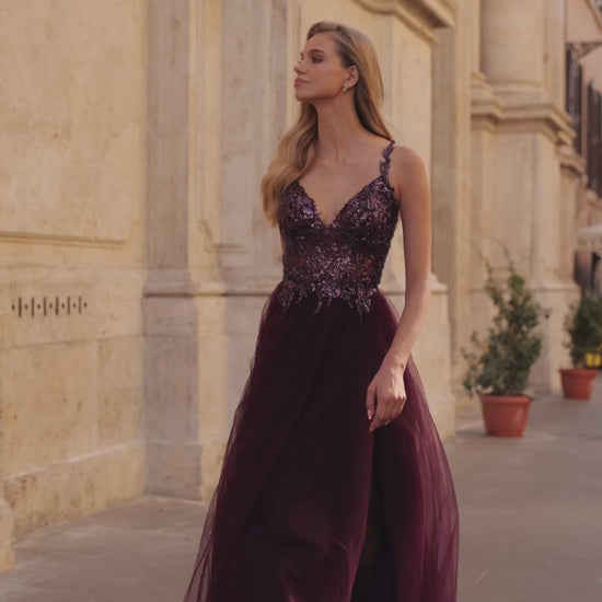La-Femme-31471-V-Neck-Neckline-Open-Back-Corset-Beaded-Tulle-A-Line-Dark-Berry-Evening-Dress-B-Chic-Fashions-Prom-Dress
