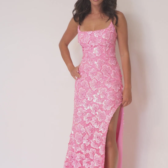 Lucci-Lu-1328-Straight-Neckline-Criss-Cross-Back-High-Slit-Embroidered-Tulle-Fit-N-Flare-Hot-Pink-Evening-Dress-B-Chic-Fashions-Prom-Dress