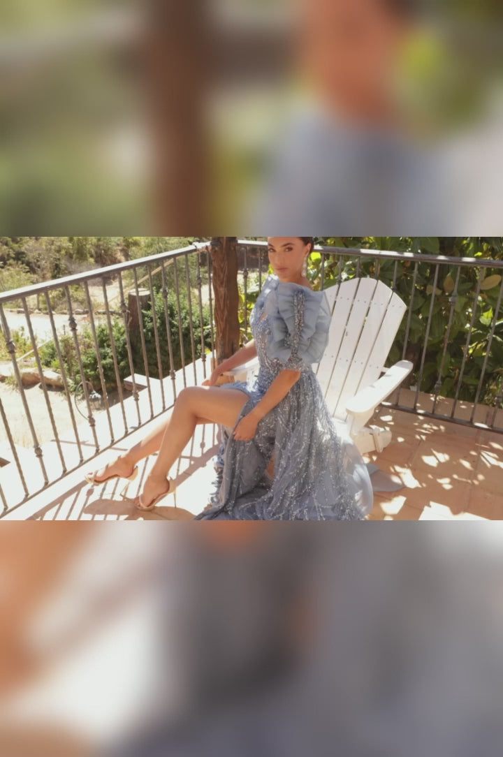 Lucci-Lu-C8042-Plunging-V-Neckline-V-Shape-Back-High-Slit-Beaded-Tulle-Fit-N-Flare-Dusty-Blue-Evening-Dress-B-Chic-Fashions-Prom-Dress