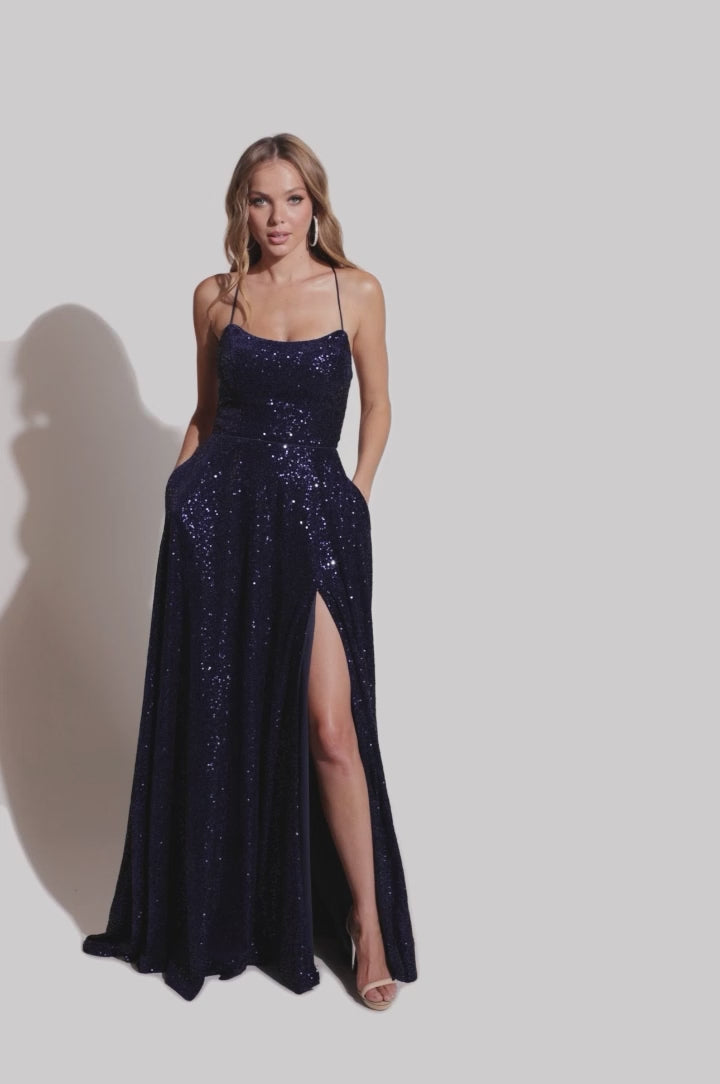 Lucci-Lu-1249-Square-Neckline-Lace-up-Back-High-Slit-Sequin-Velvet-A-Line-Navy-Evening-Dress-B-Chic-Fashions-Prom-Dress