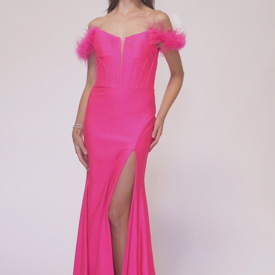 abby-paris-90205-v-neck-neckline-corset-glitter-knit-fit-and-flare-w-slit-fuchsia-evening-dress-b-chic-fashions-prom-dress