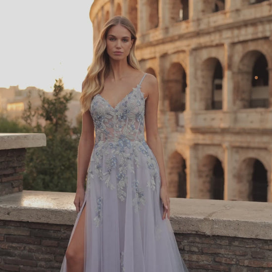La-Femme-32288-V-Neck-Neckline-Zipper-Back-High-Slit-Lace-Tulle-A-Line-Lavender-Gray-Evening-Dress-B-Chic-Fashions-Prom-Dress