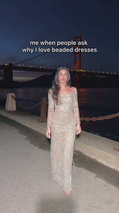 Samira Long Sleeve Beaded Dress
