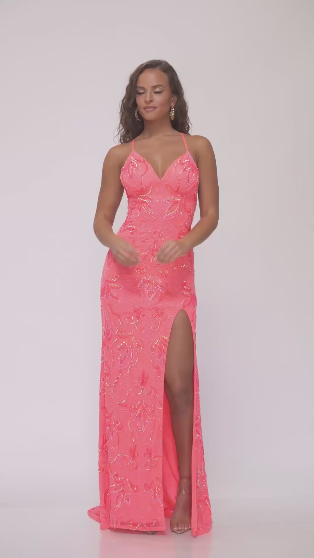 abby-paris-92132-v-neck-neckline-beaded-with-flower-pattern-beaded-sequins-fit-and-flare-w-slit-hot-coral-black-gold-peri-evening-dress-b-chic-fashions-prom-dress