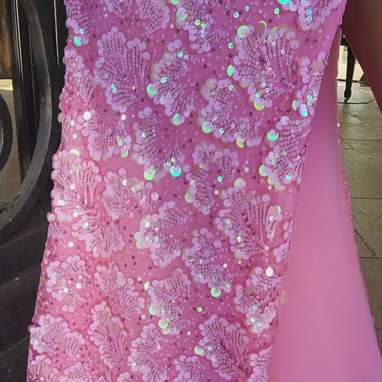 Lucci-Lu-1328-Straight-Neckline-Criss-Cross-Back-High-Slit-Embroidered-Tulle-Fit-N-Flare-Hot-Pink-Evening-Dress-B-Chic-Fashions-Prom-Dress