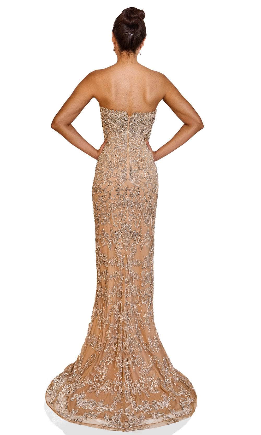 Terani Couture 251GL4346 Sweetheart Tulle Silver Nude Sheath Pageant Dress