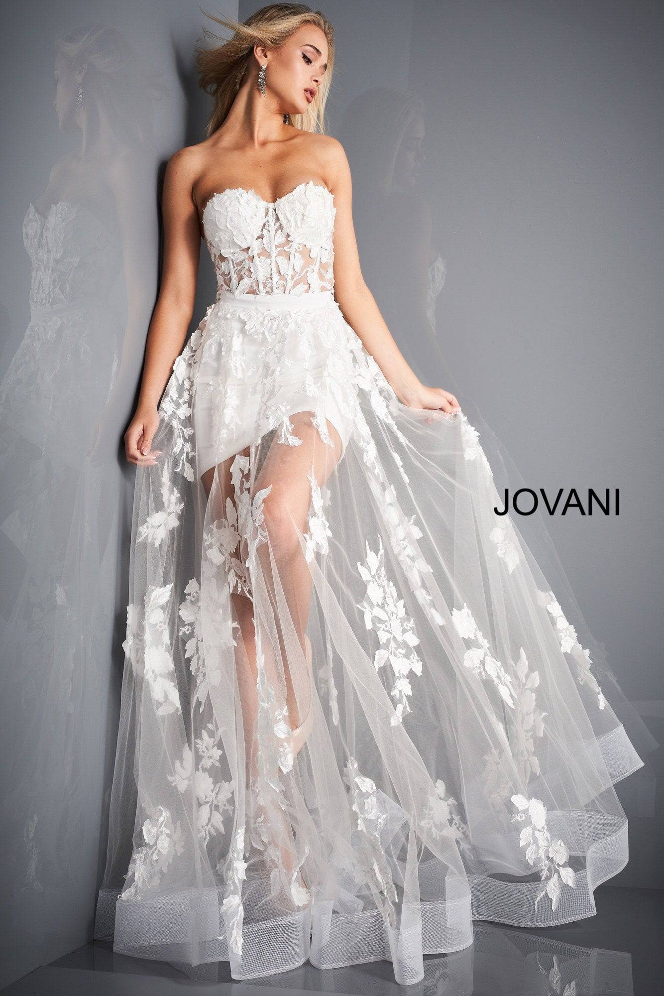 jovani 02845 strapless corset bodice prom dress Jovani 02845