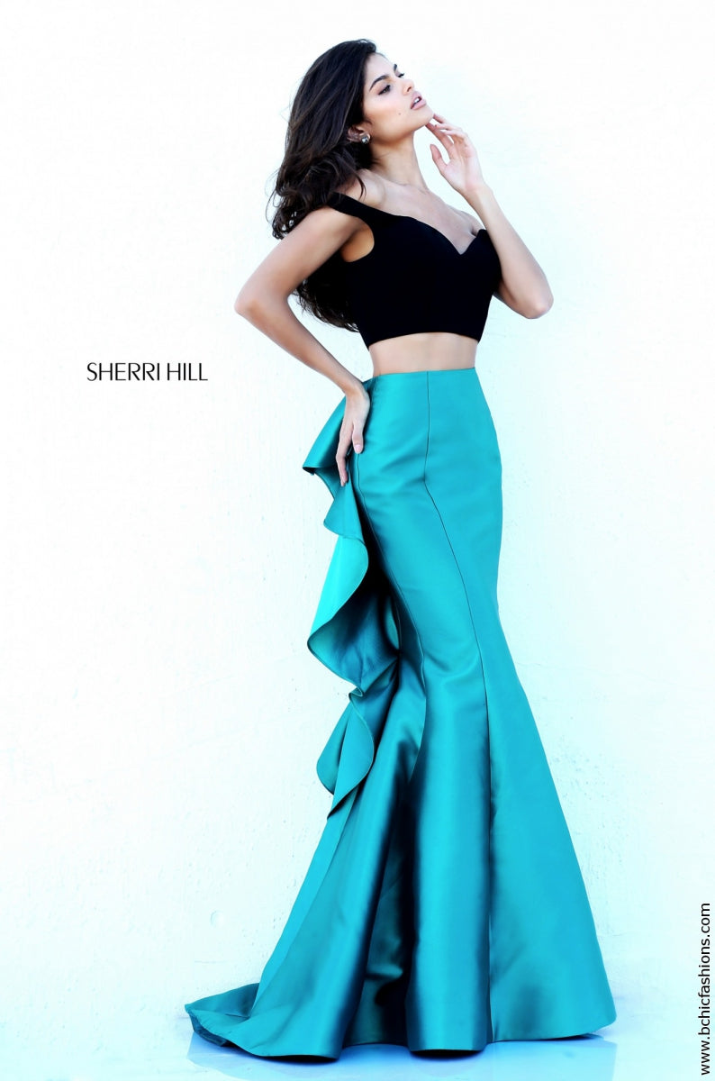 Sherri Hill 50750 (ONLY SIZE 2 BLACK/TEAL)
