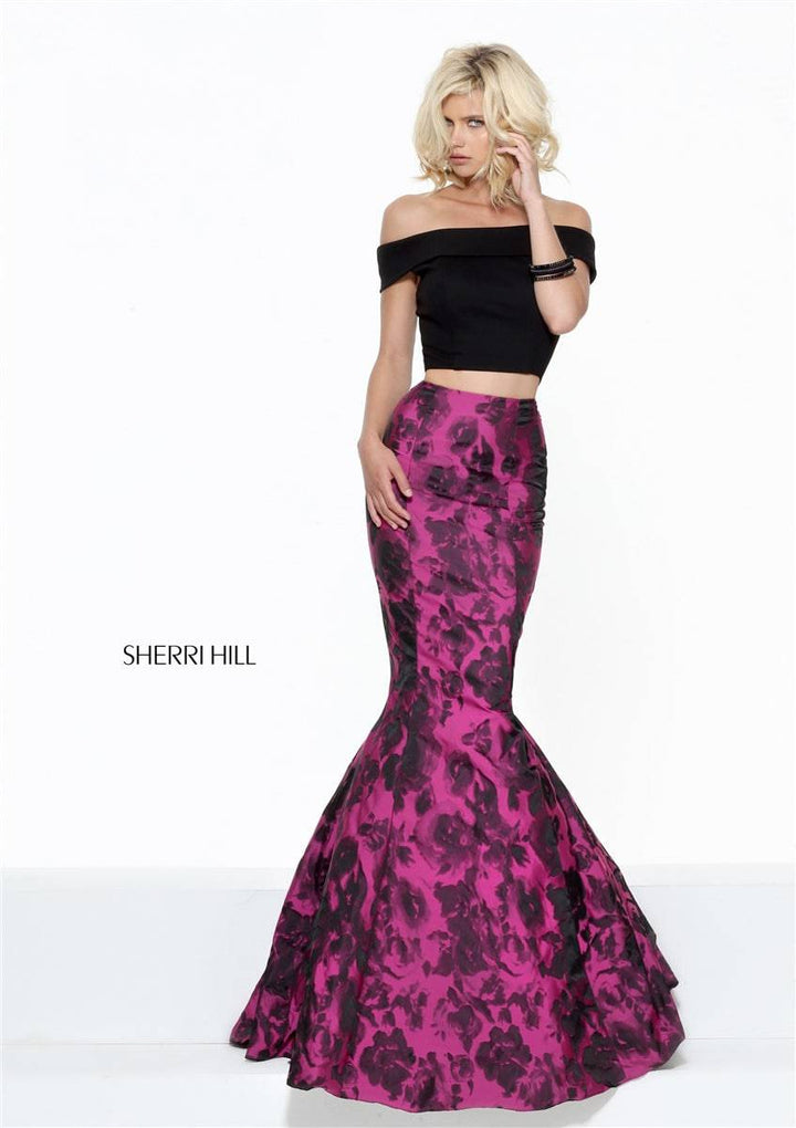 Sherri Hill 50876 (Only Size 6 Black/Fuchsia FINAL SALE) - B Chic Fashions