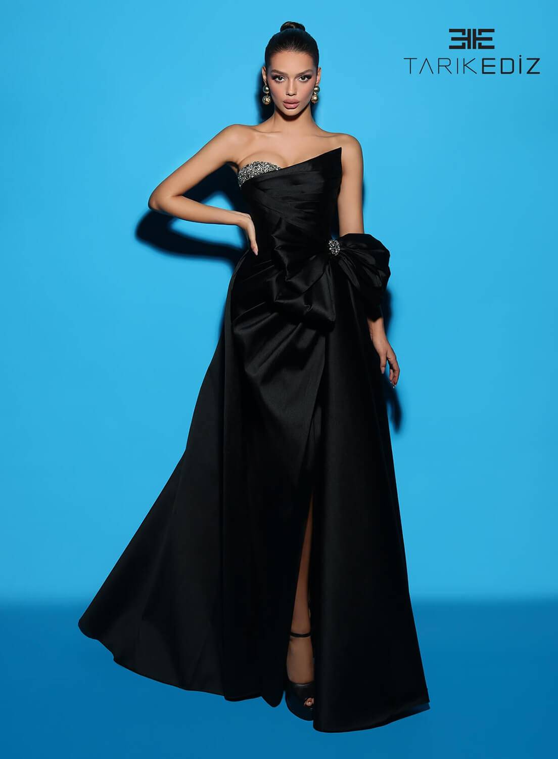 Shop Tarik Ediz 98421 Taffeta Fabric Strapless Neckline A-Line Long Dress   B Chic Fashions