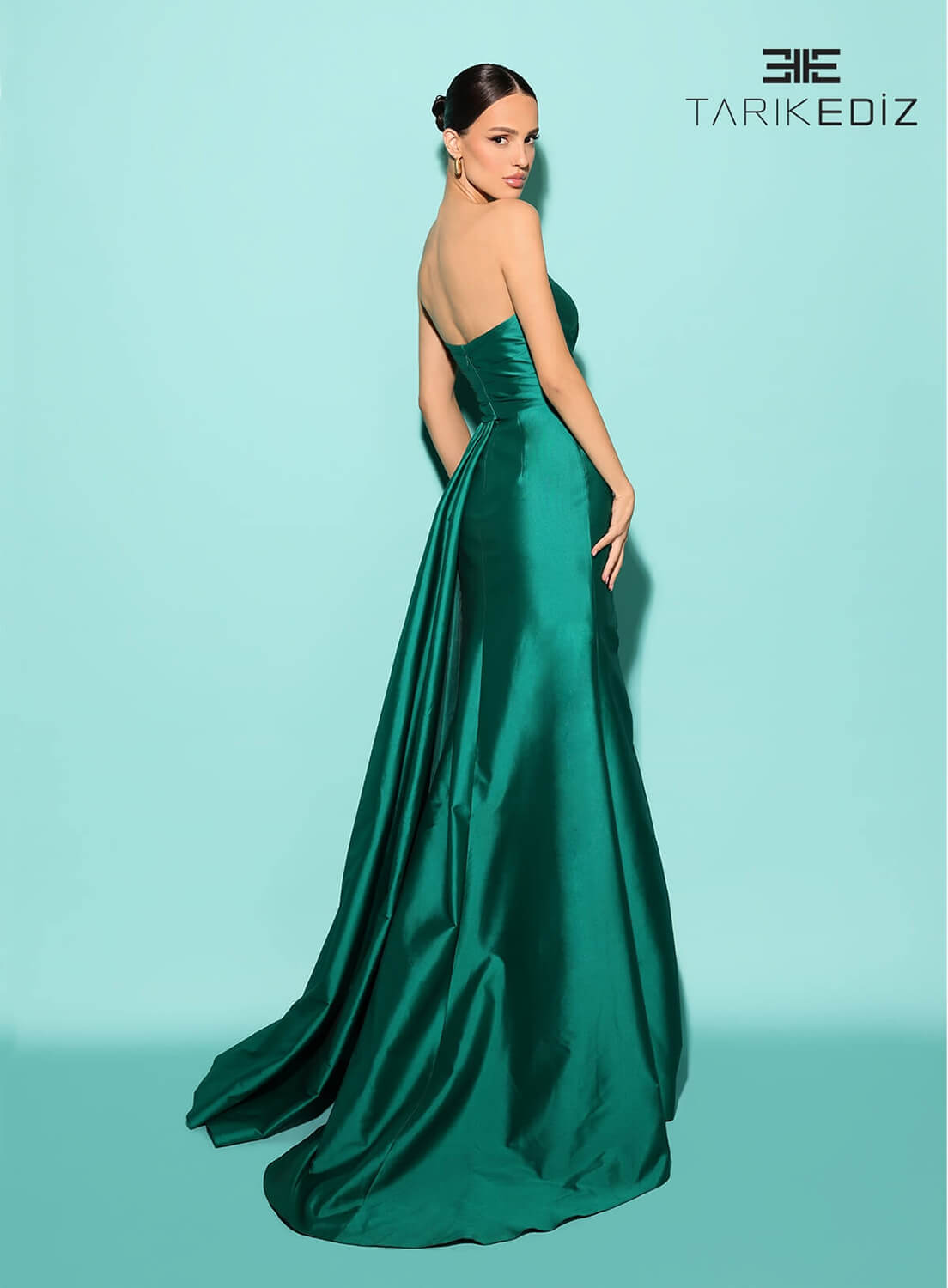 Shop Tarik Ediz 98496 Taffeta Fabric V-Neck Neckline Fitted